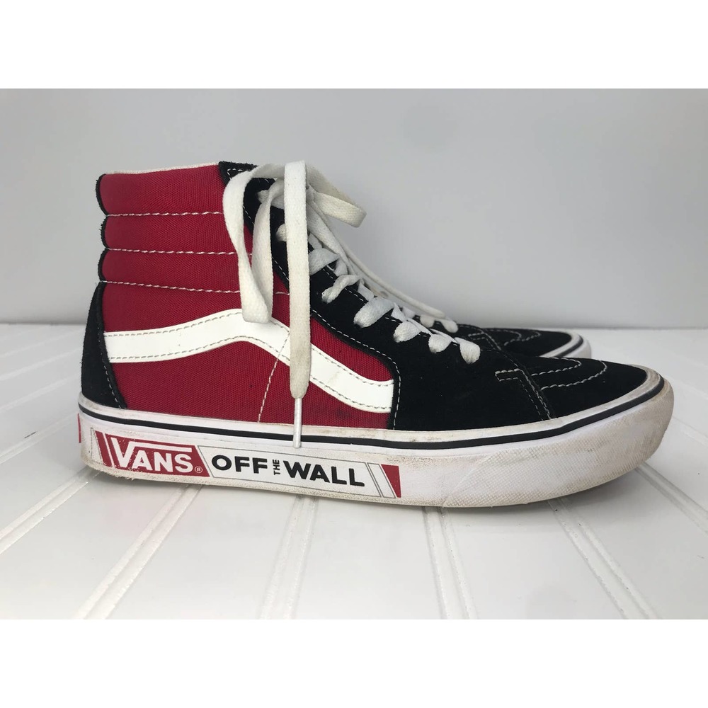 Vans Off The Wall Red White Black Sk8-Hi Skateboard Sneaker Men's Size 7